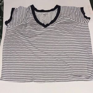 Torrid Grey Trim Striped V-Neck Tee